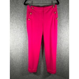 LOFT High Rise Sailor Button Pants Bright Pink Women 0 Business Preppy Career